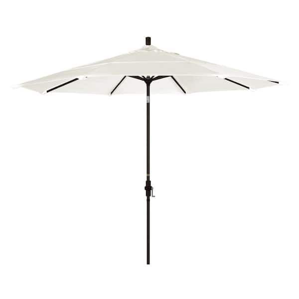 California Umbrella 11 ft. Bronze Aluminum Pole Market Aluminum Ribs Crank Lift Outdoor Patio Umbrella in Canvas Sunbrella