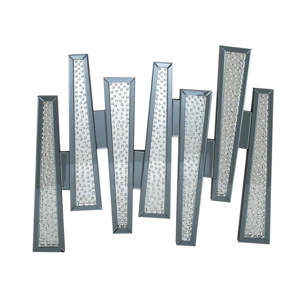 Elegant 46x53 Silver and Wood Geometric Mirror Wall Art