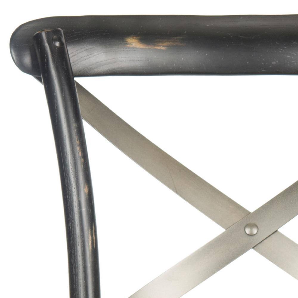 Eleanor Black and Oak X-Back Bar Stool