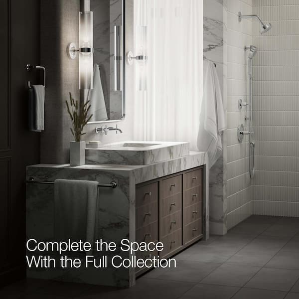 KOHLER Purist 8 in. 2-Handle Low-Arc Wall Mount Water-Saving Bathroom Faucet Trim Only in Polished Chrome