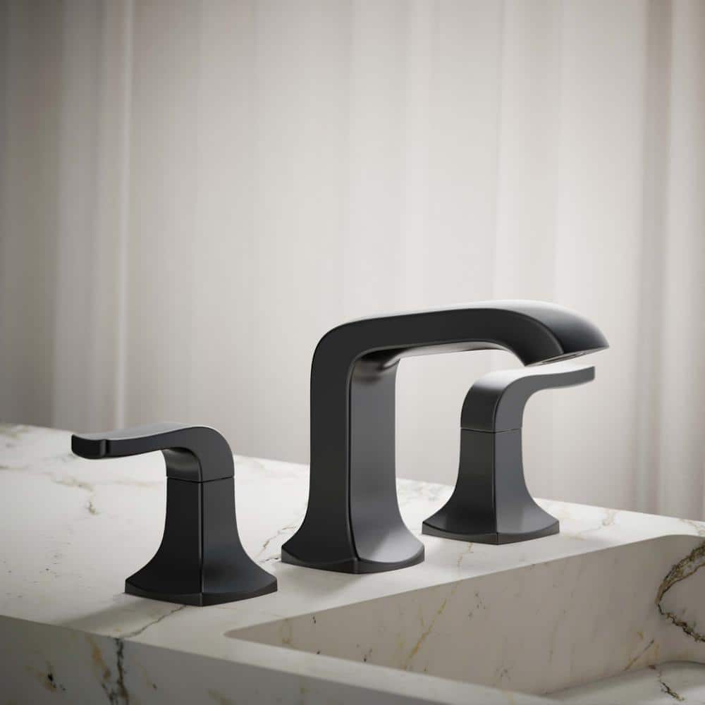 Matte Black Double Handle Widespread Bathroom Faucet