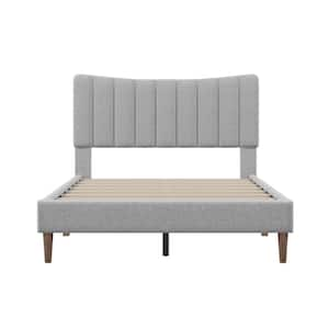 Marjo 58.70 in. W Gray Wood Frame Full Size Linen Platform Bed