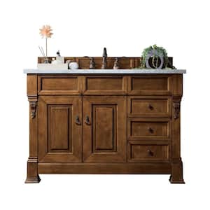 Brookfield 48 in. W x 23.5 in. D x 34.3 in. H Single Bath Vanity in Country Oak with Solid Surface Top in Arctic Fall