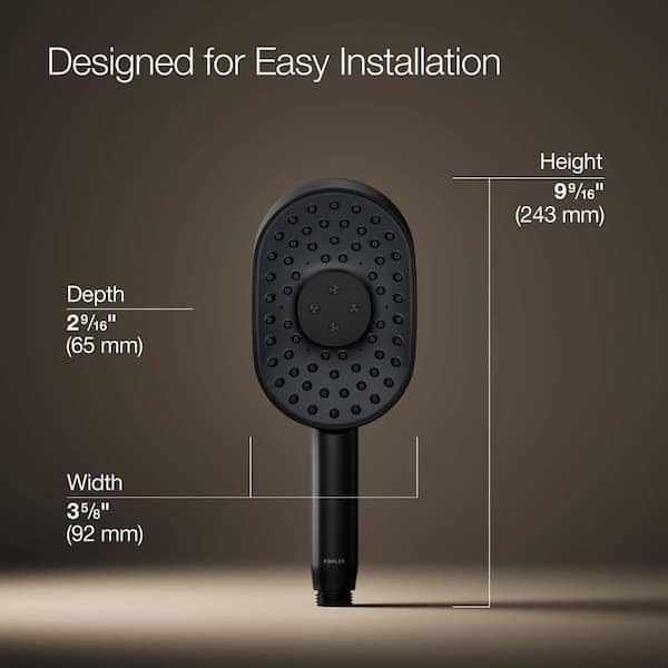 KOHLER Statement 3-Spray Patterns with 2.5 GPM 3.63 in. Wall Mount Handheld Shower Head in Matte Black