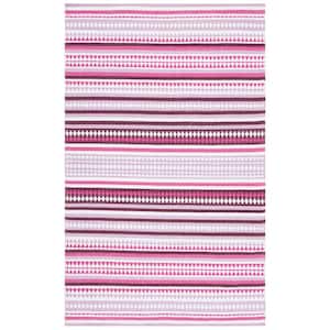 Montauk Pink/Ivory Doormat 3 ft. x 5 ft. Striped Triangle Area Rug