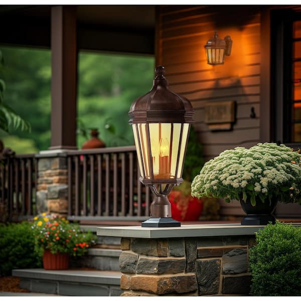 Harrison 3-Light Vintage Rust Outdoor Post Mount