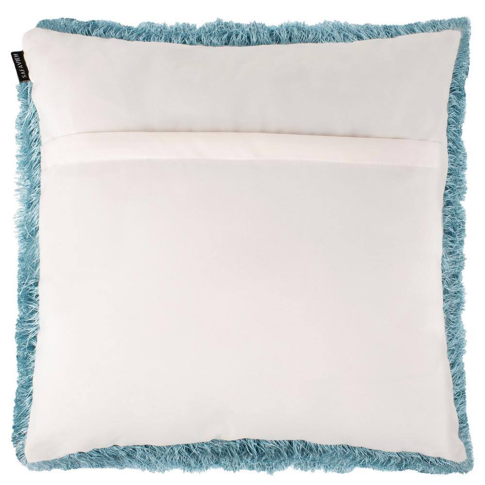 Blue 20" Square Shag Outdoor Accent Pillow