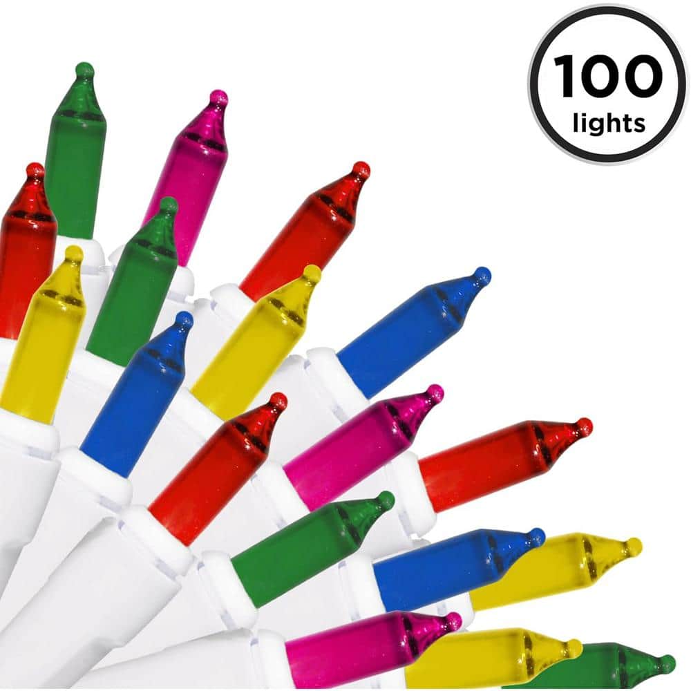 22.42 ft. 100-Count Incandescent Multi Christmas String to String Mini Ligh