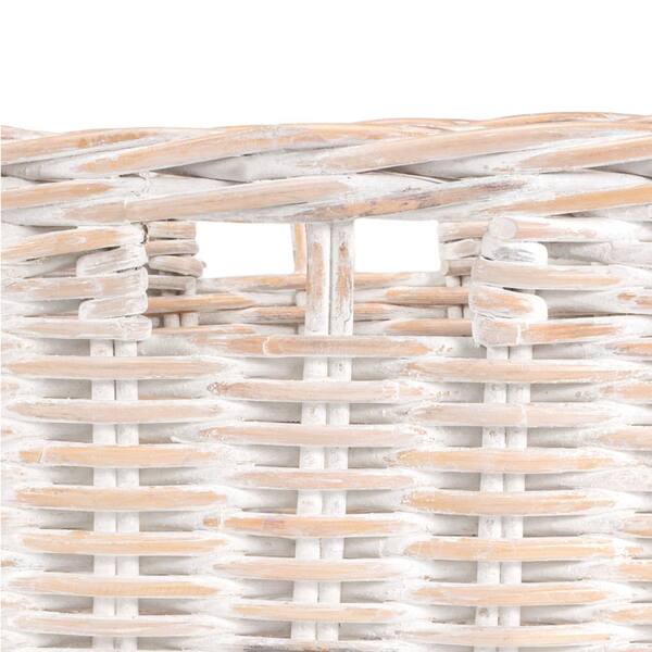 happimess Reed Southwestern Hand-Woven Rattan Nesting Baskets with Handles, White Wash/Kubu Gray (Set of 2)