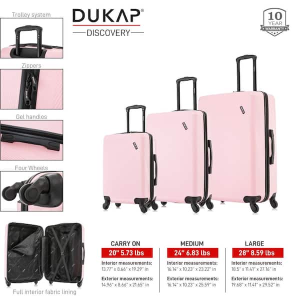 DUKAP Adly Lightweight Hardside Spinner 3-Piece Luggage Set ,White