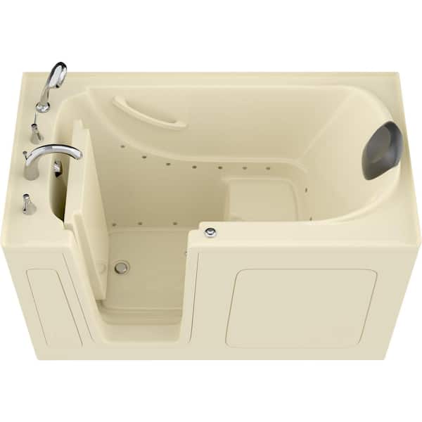 Universal Tubs Safe Premier 59.6 in. x 60 in. x 32 in. Left Drain Walk-In Air Bathtub in Biscuit