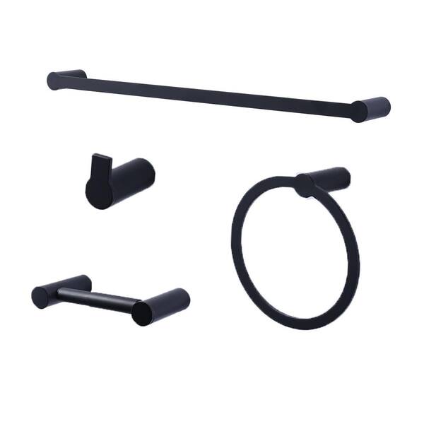 ALEASHA 4Piece Stainless Steel Bath Hardware Set with Mounting Hardware in Matte Black AL