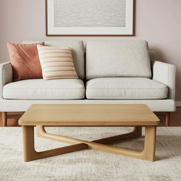 50.00 in. Natural Rectangle Solid Wood Coffee Table