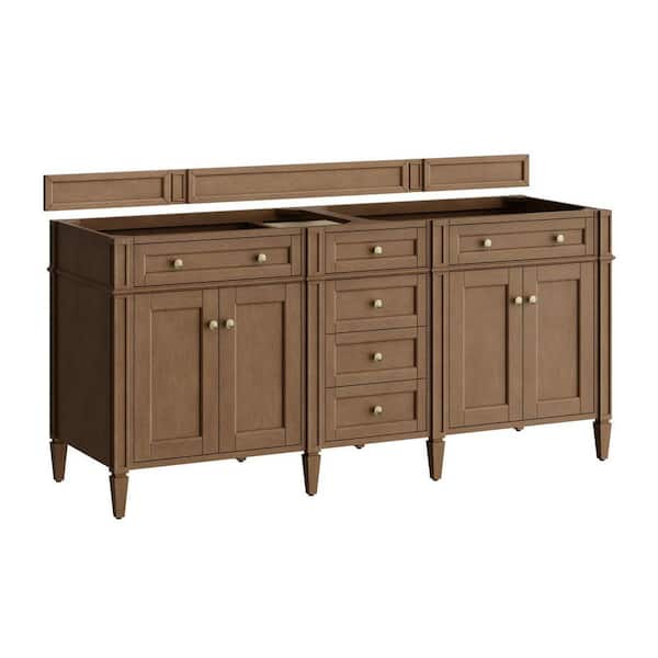 Brittany 71.8 in. W x 22.9 in. D x 32.6 in. H Double Bath Vanity Cabinet without Top in Pecan