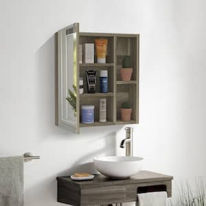 17.71 in. W x 19.56 in. H Rectangular Medium Medicine Cabinet with Mirror Multi-Shelves, Light Oak