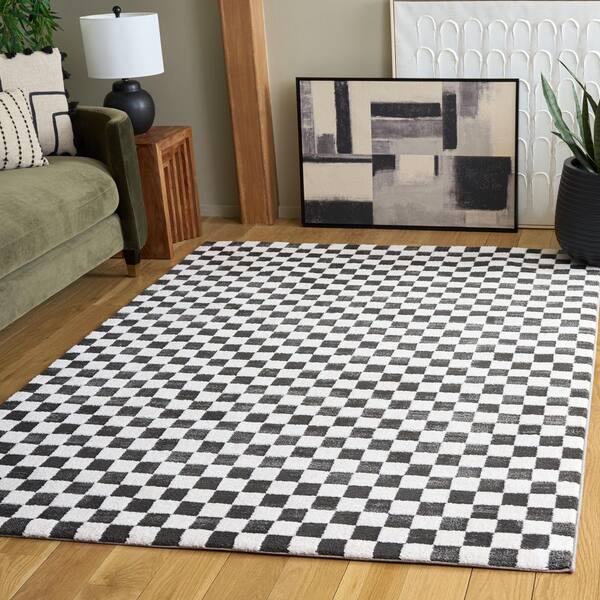 Lunara 4 ft. x 6 ft. Black/Ivory Check Area Rug