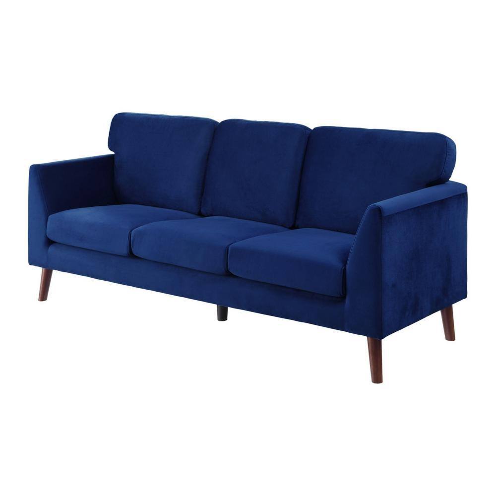 Bard 81" Blue Velvet Sofa with Solid Wood Legs