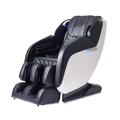 Multifunctional Sliding Zero Gravity Black Leather Reclining Massage Chair with Knocking