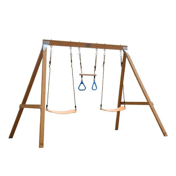 A-Frame Wooden Swing Set Stand Up Swing