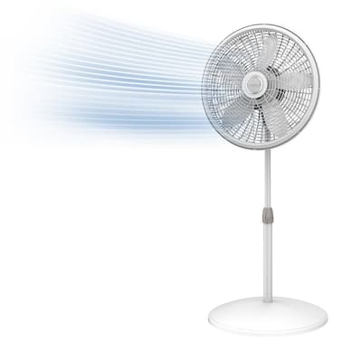 18 in. 3 Speed Pedestal Fan for Home in White with 60° Oscillation, Adjustable Height, Tilt Back Head and Easy Assembly