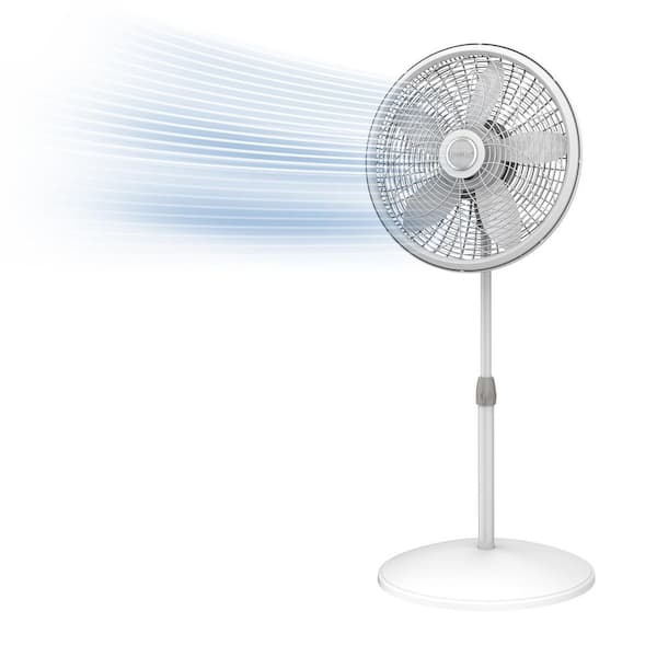 Lasko 18 in. 3 Speed Pedestal Fan for Home in White with 60° Oscillation, Adjustable Height, Tilt Back Head and Easy Assembly