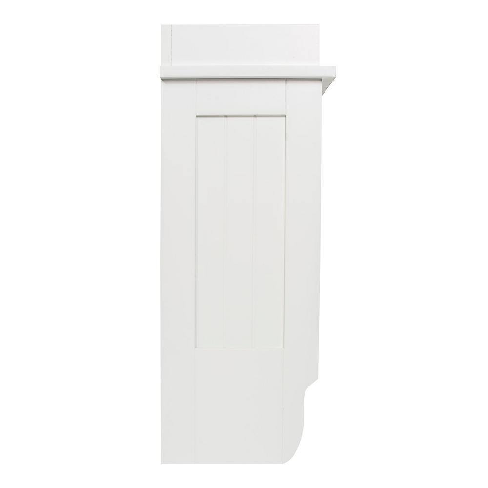 Elevated White Wooden Floating Wall Shelf with Towel Bar