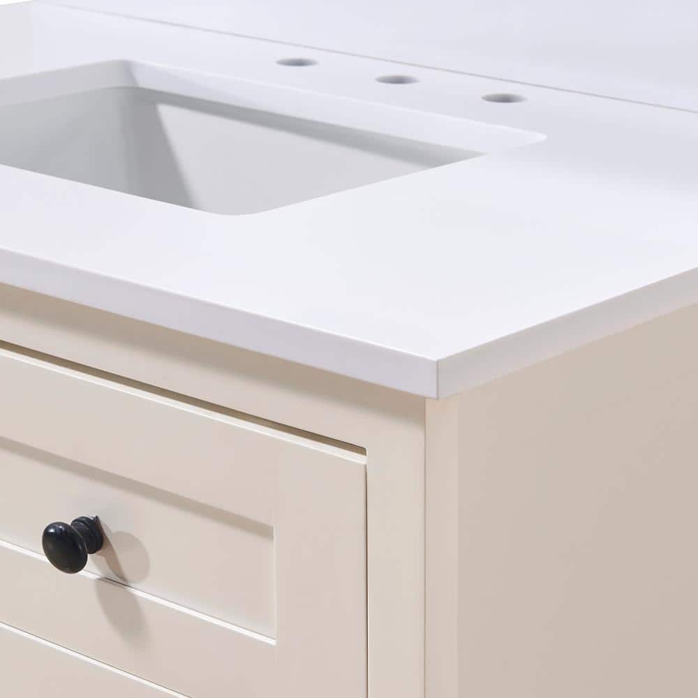 37-Inch Snow White Composite Stone Vanity Top with Sink