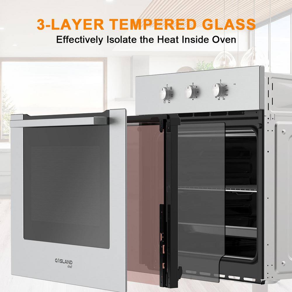 24" Stainless Steel Electric Single Wall Oven with 6 Cooking Functions