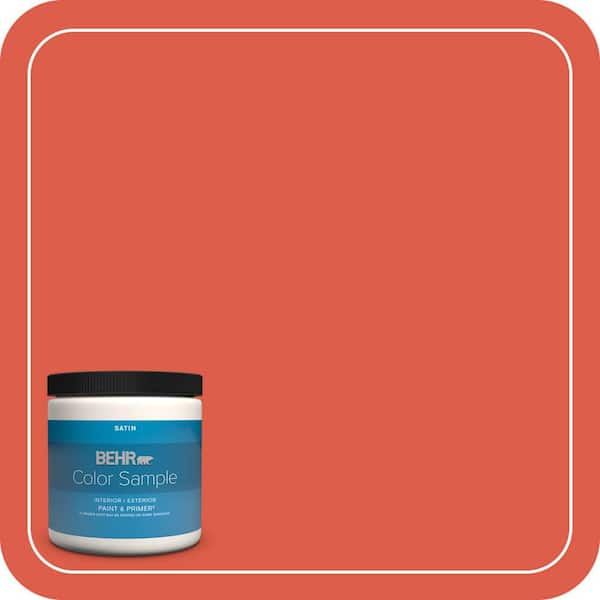 BEHR PREMIUM PLUS 8 oz. #P180-6 Pimento Satin Enamel Interior/Exterior Paint & Primer Color Sample