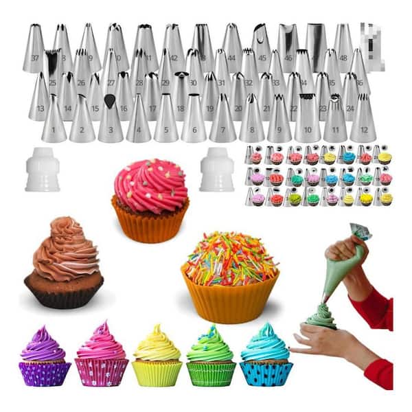 LAIFUCAM Stainless Steel Cake Decorating Kit with 48 Icing Piping
