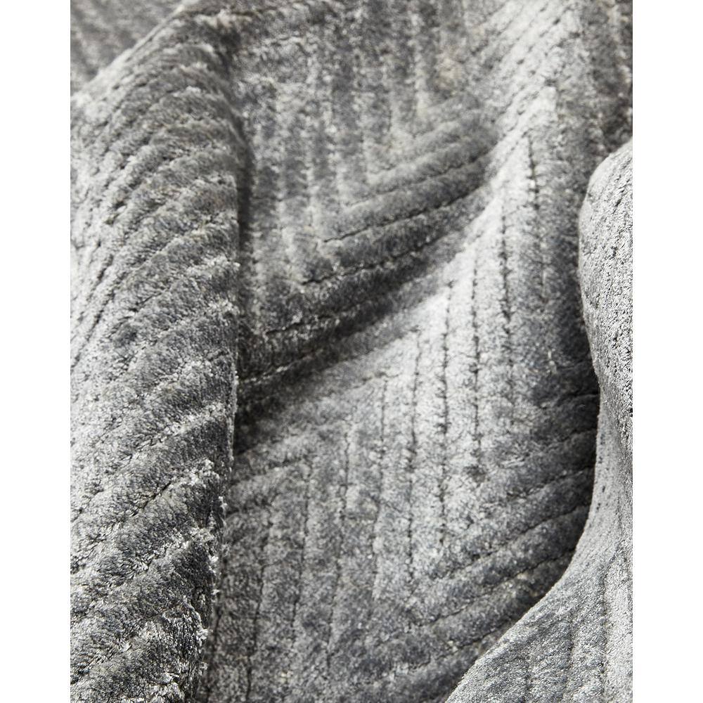 Charcoal Herringbone Hand-Knotted Viscose 8' x 10' Area Rug