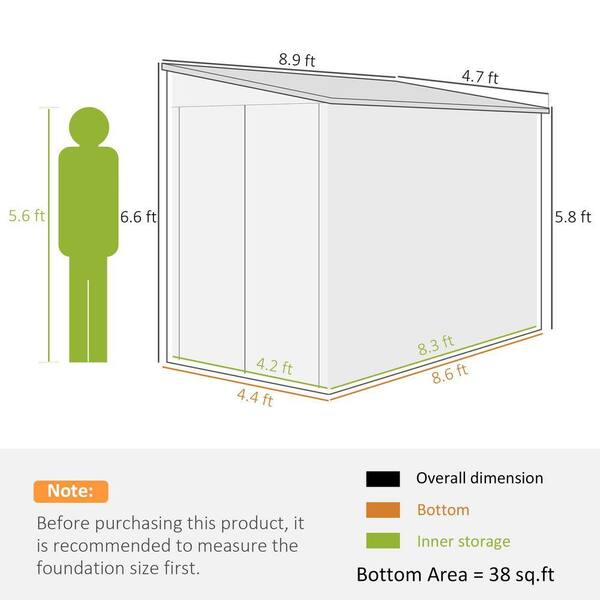 Zeus & Ruta 9 ft. W x 5 ft. D Brown Metal Garden Shed for Outdoor
