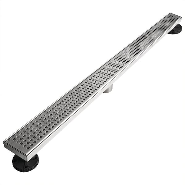 24 in. Stainless Steel Linear Shower Drain with Square Pattern Surface
