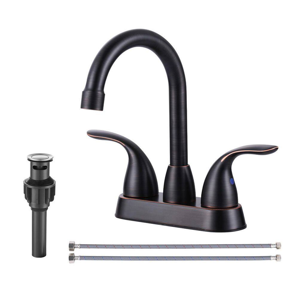 4 in. Centerset Double Handle Bathroom Faucet with Pop-Up Drain and Supply Lines in Oil Rubbed Bronze price history on PriceWatchPro