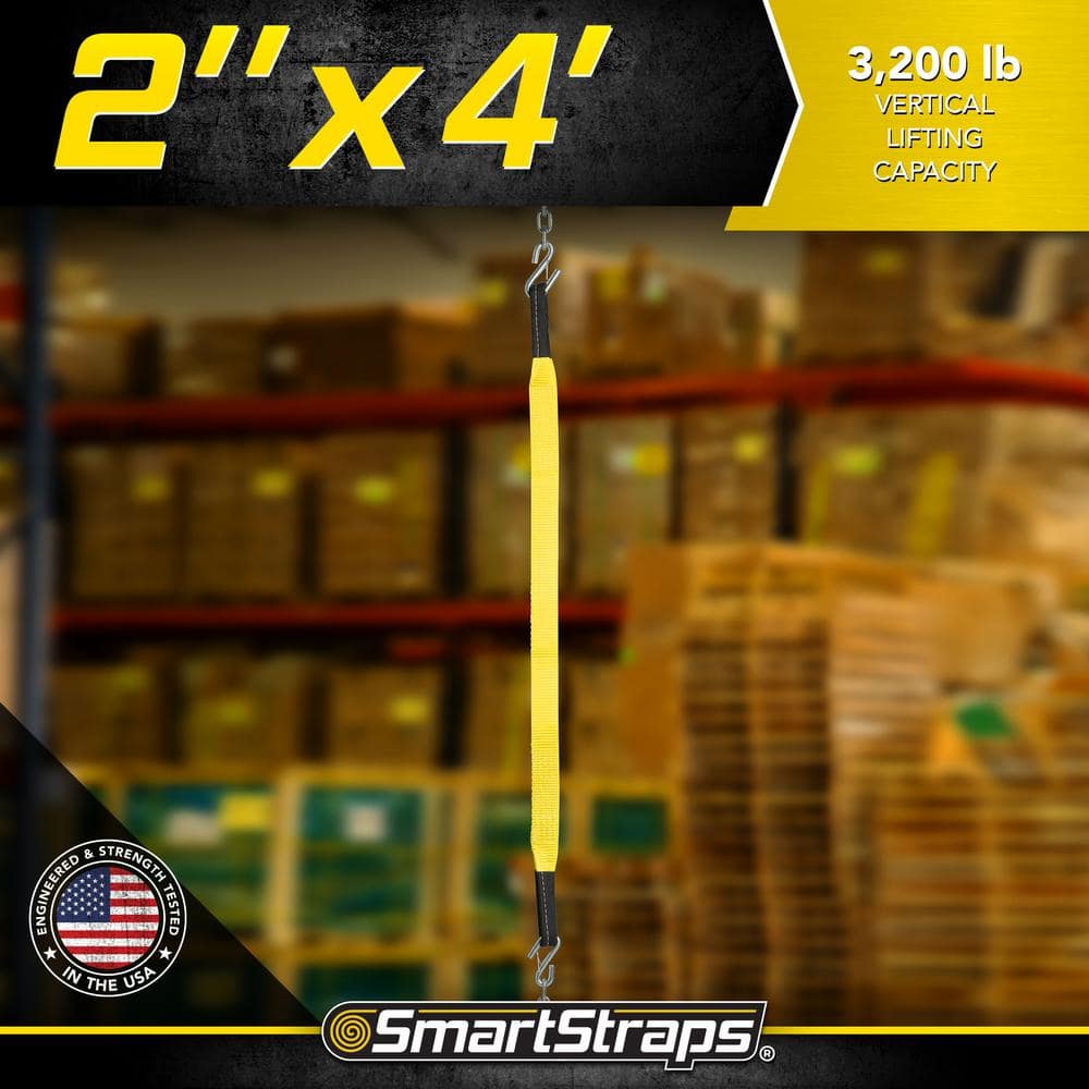 High-Visibility Yellow Nylon Web Sling 2"x4' with Loop Ends