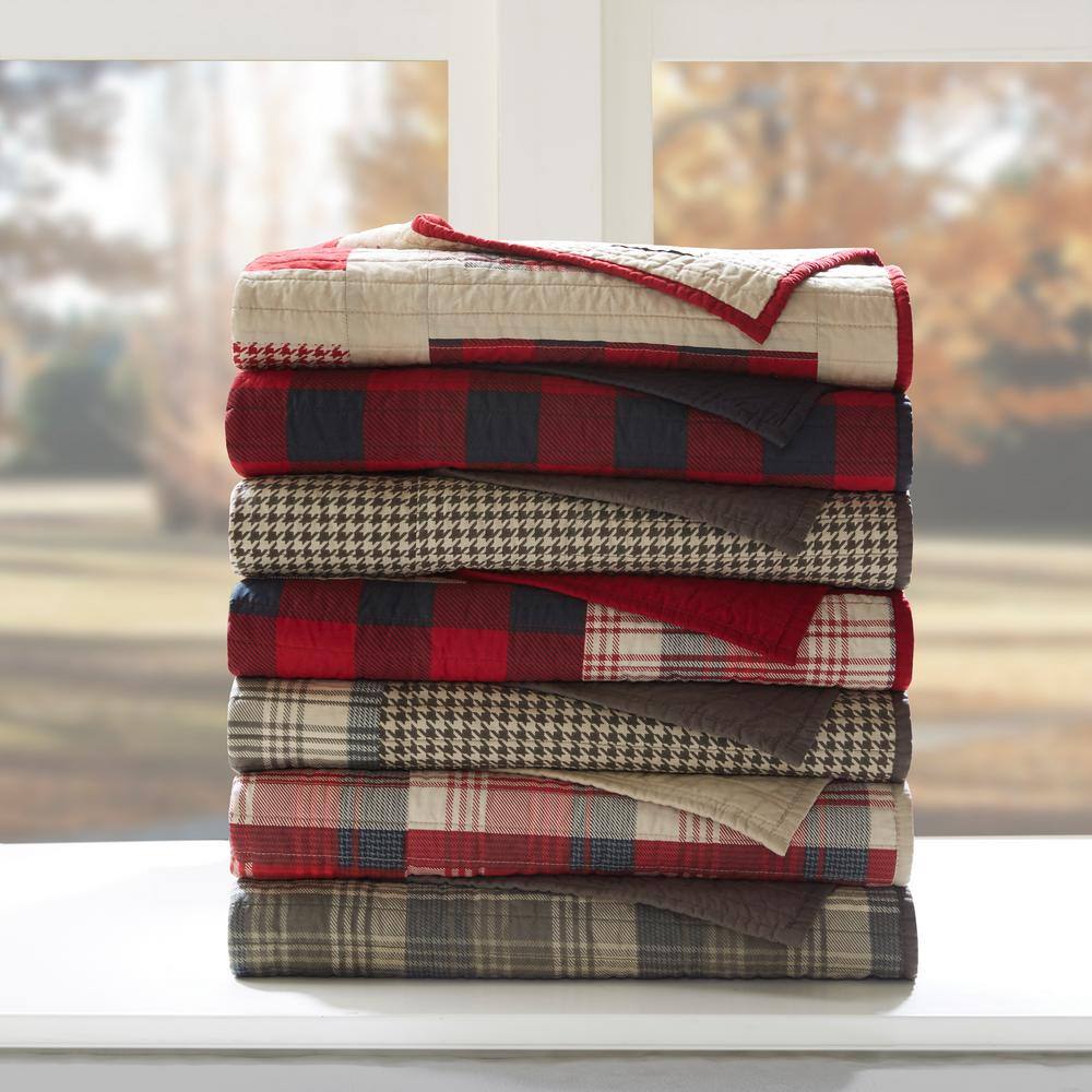Plaid Striped Reversible Cotton Throw in Taupe - 50"x70"