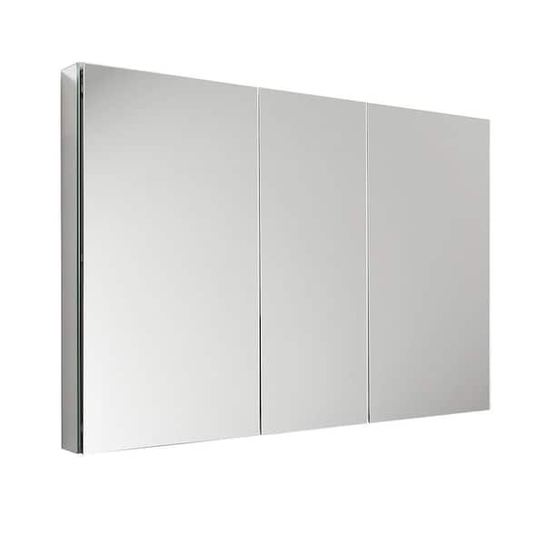 Senza 49 in. W x 36 in. H Rectangular Anodized Aluminum Medicine Cabinet with Mirror - Recessed or Surface-Mount