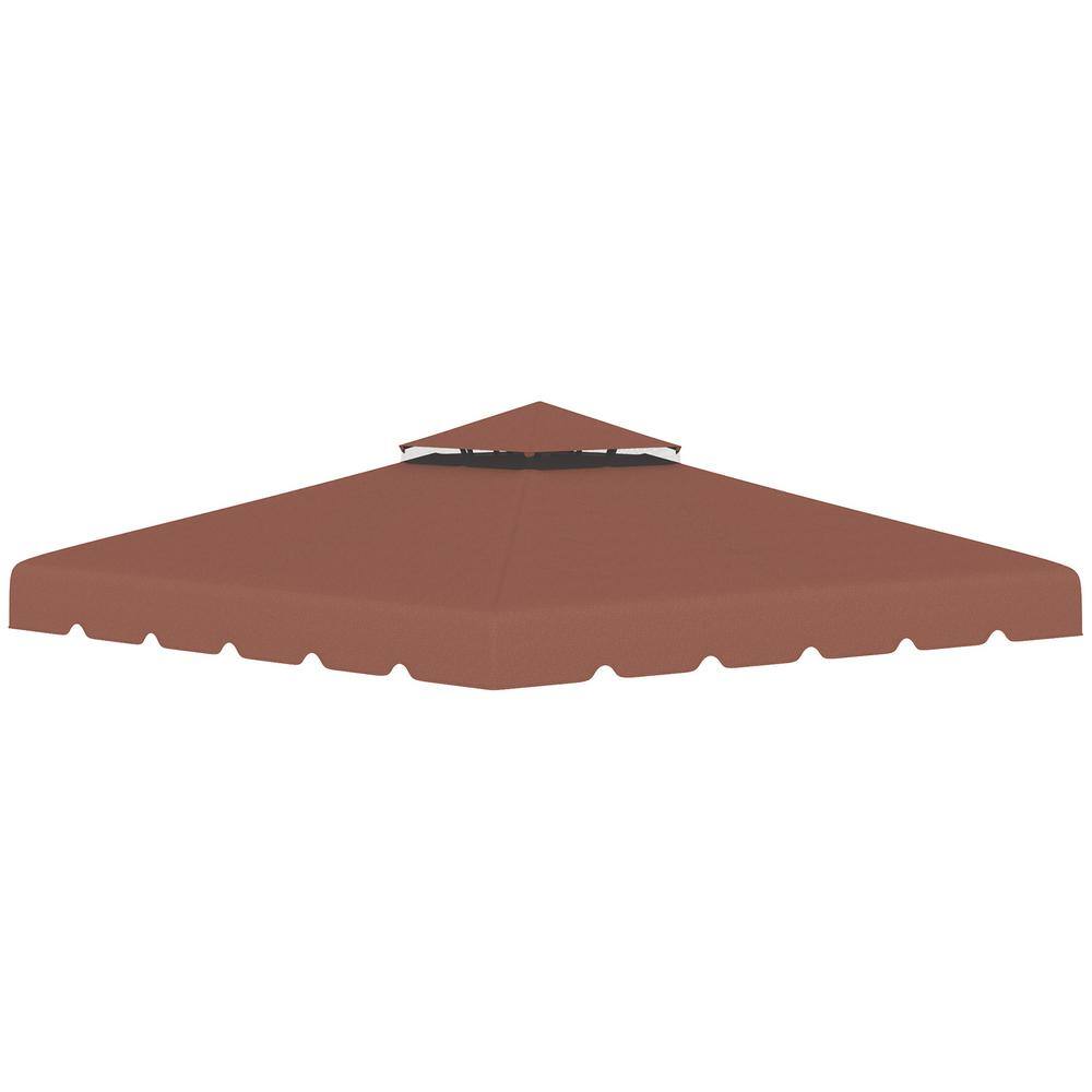Coffee Polyester Double Roof Gazebo Replacement Canopy Top Cover