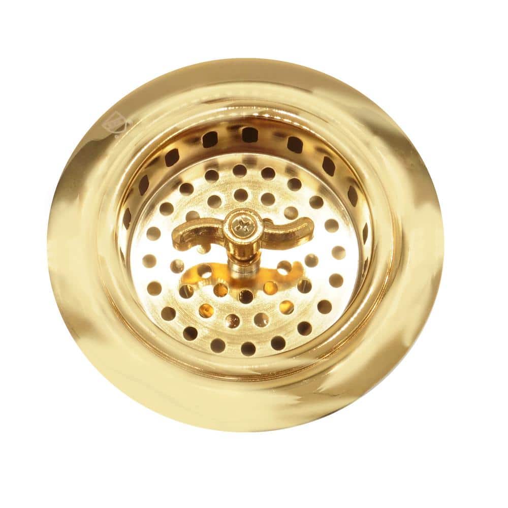 Polished Brass Kitchen Sink Basket Strainer with Stopper