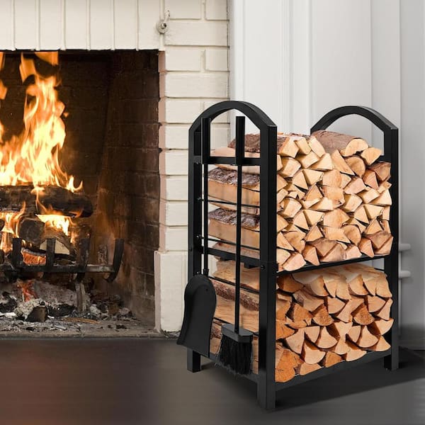 Burning Stove Indoor Fireplace Wood Rack Raised Hearth For Wood