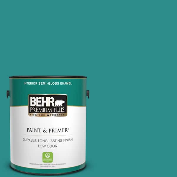 BEHR PREMIUM PLUS 1 gal. Home Decorators Collection #HDC-FL13-12 Taos Turquoise Semi-Gloss Enamel Low Odor Interior Paint & Primer