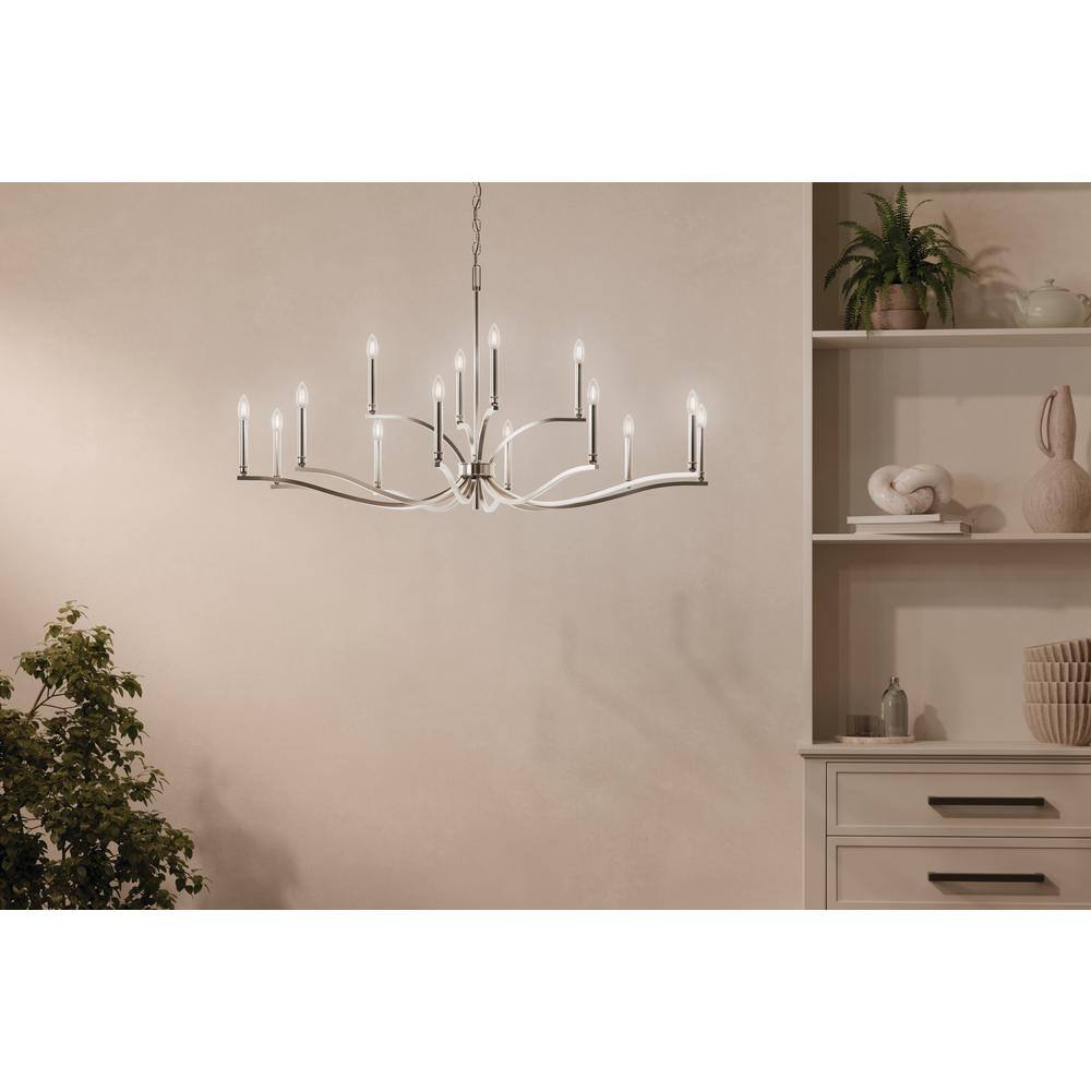 Polished Nickel 14-Light Taper Candle Chandelier