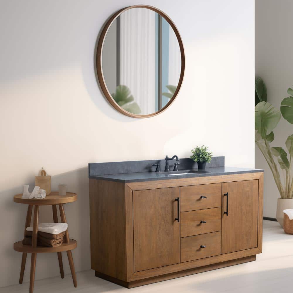60" Single Bathroom Vanity Set with Black Limestone Top