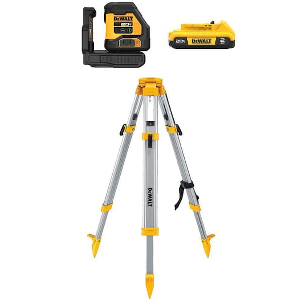 20V Lithium-Ion 180 ft. Green Cross-Line Laser Level, Compact 2.0Ah Battery Pack and Tripod for Laser Level