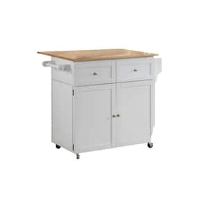 Modern Dual Tone Brown and White Wooden Kitchen Cart with Spacious Storage