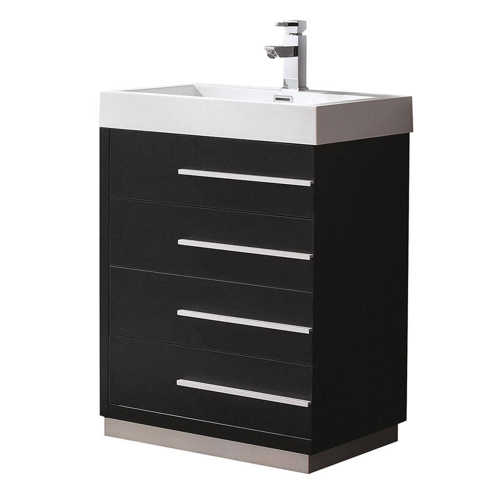 Black MDF Single Sink Bathroom Vanity with Acrylic Top