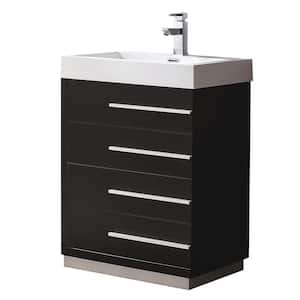 Livello 24 in. Bath Vanity in Black with Acrylic Vanity Top in White with White Basin