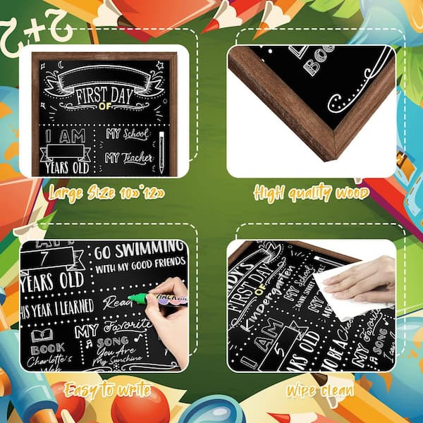 First Day Of School Sign LIA Tableau Noir Double Face Bois De Cèdre Autoportant 40 X 60 Cm Tableau Rentrée Scolaire En Francais