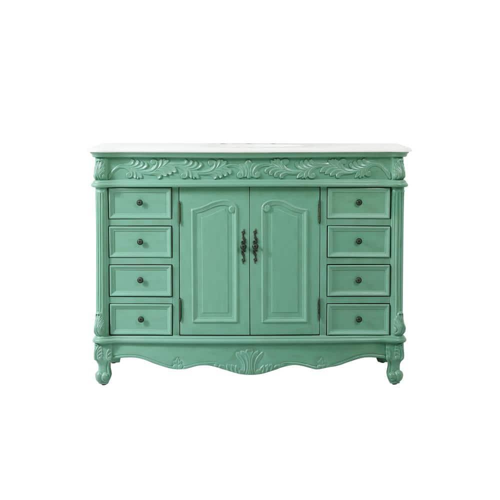 Simply Living 48 in. W x 22 in. D x 36 in. H Bath Vanity in Vintage Mint wi