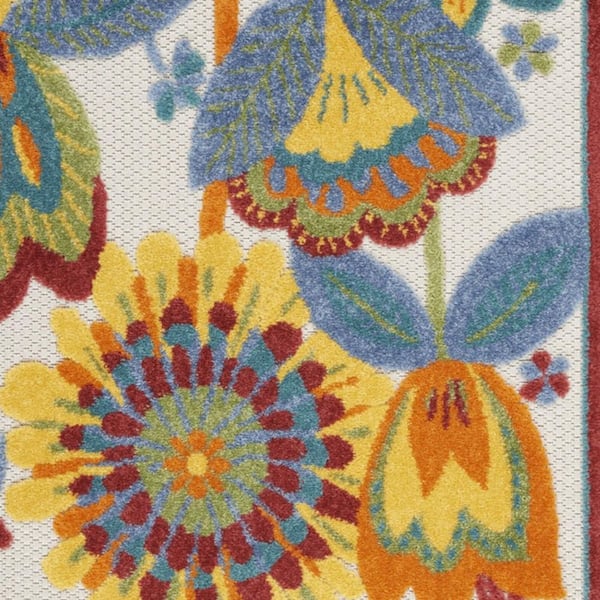 Yellow, Ivory 3 ft. x 4 ft. Woven Polypropylene Indoor/Outdoor Area Rug